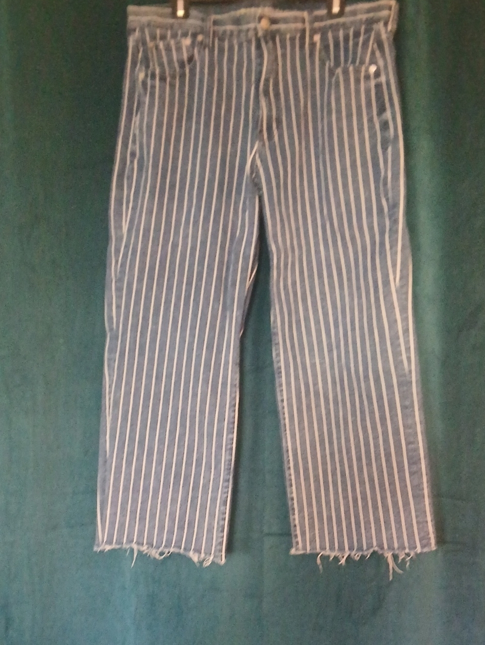 Blue Stripe Women's Straight-Leg Jeans American Eagle